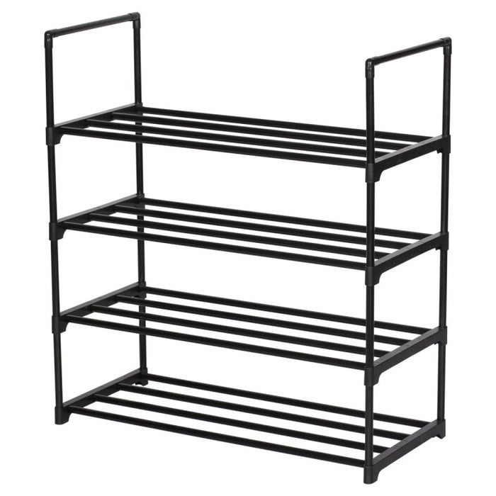 Scarpiera Scaffale 4 Ripiani In Metallo Nero 65,5x29,5x72 Cm