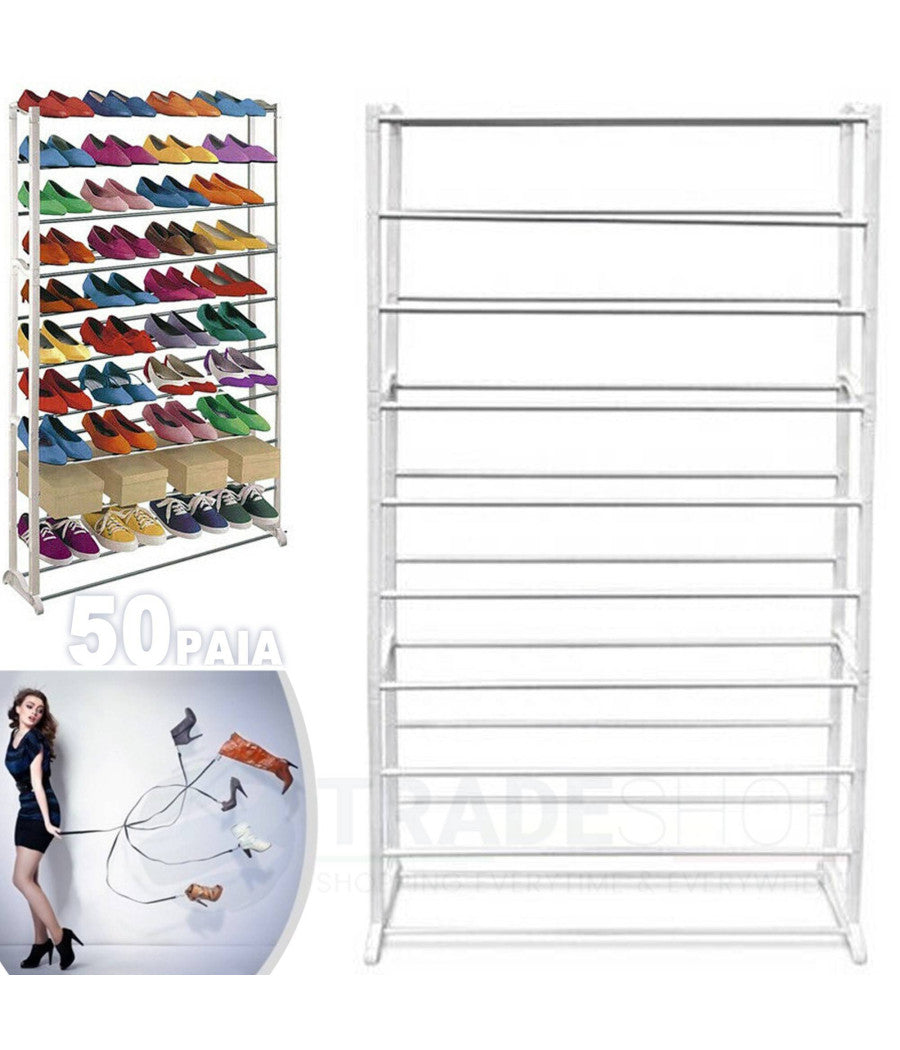 Trade Shop - Scarpiera 50 Paia Scarpe Salvaspazio Organizer Ordine Ripostiglio Casa Armadio -