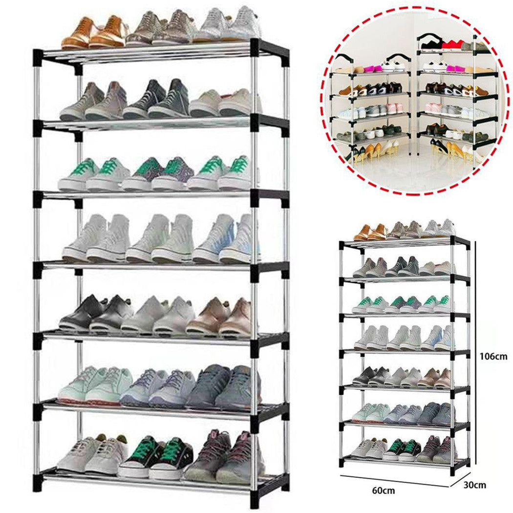 Trade Shop - Scarpiera Scaffale Casa Multiuso 7 Ripiani In Metallo Salvaspazio 60x30x106cm -