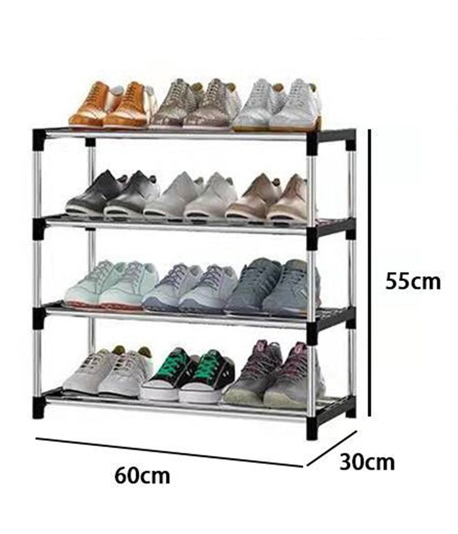 Scarpiera Scaffale Salvaspazio Multiuso 4 Ripiani Metallo Impilabile 60x30x55cm         