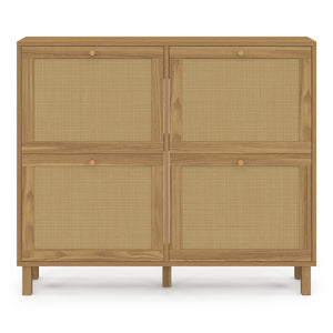 IDMarket - Scarpiera vintage HANAE 20 paia, 4 ante, effetto canna naturale