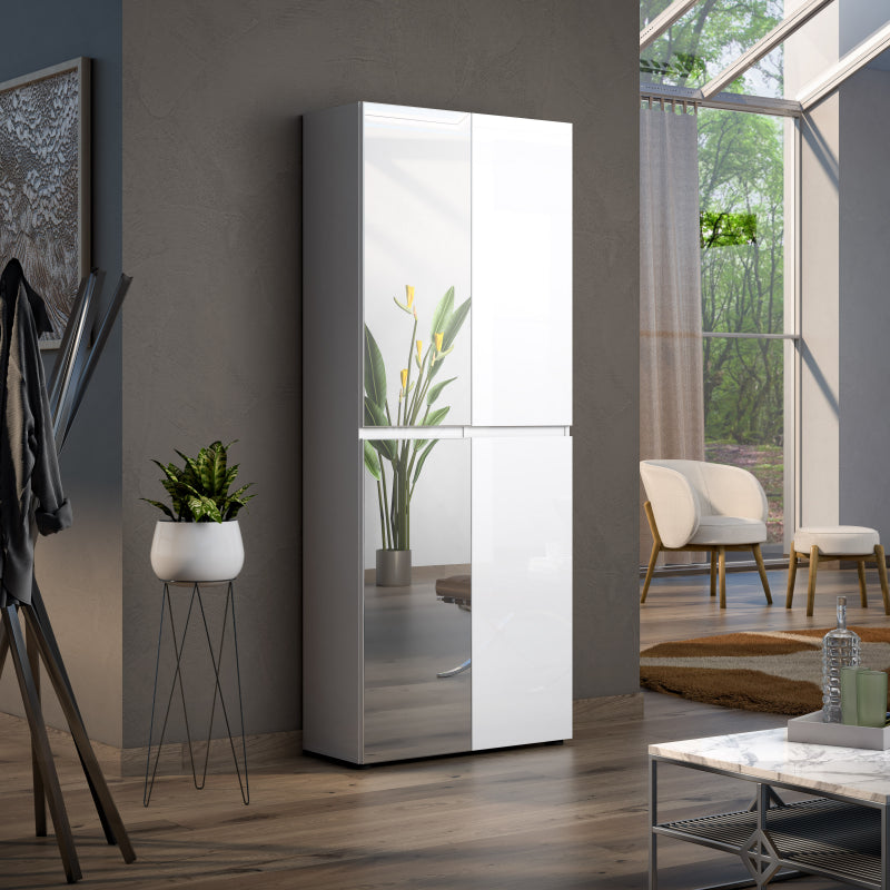 Scarpiera XXL a 4 ante e 2 specchi MISTER Made in Italy cm 80x35x200h