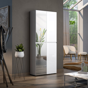 Scarpiera XXL a 4 ante e 2 specchi MISTER Made in Italy cm 80x35x200h