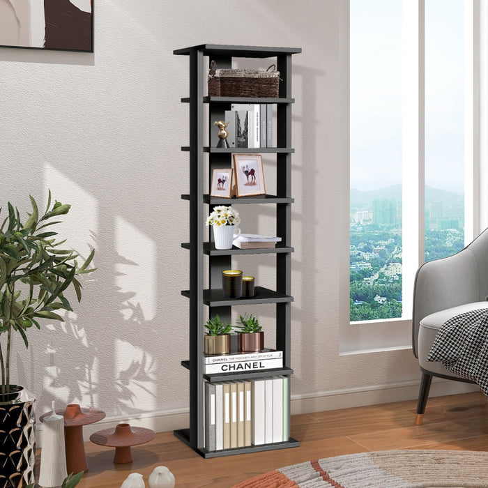 Scarpiera di legno salva spazio con 7 livelli da ingresso e camera da letto-Scaffale per scarpe per casa con dispositivo antiribaltamento Nero