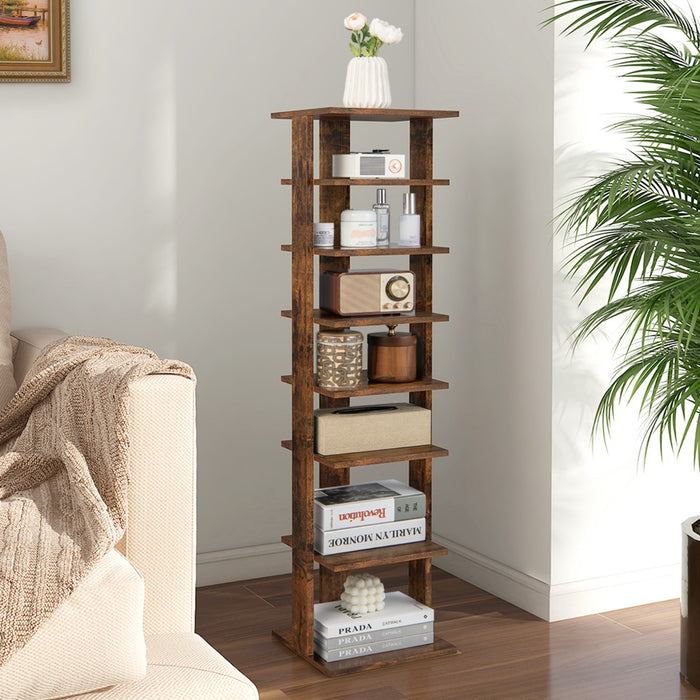 Scarpiera di legno salva spazio con 7 livelli da ingresso e camera da letto-Scaffale per scarpe per casa con dispositivo antiribaltamento Marrone