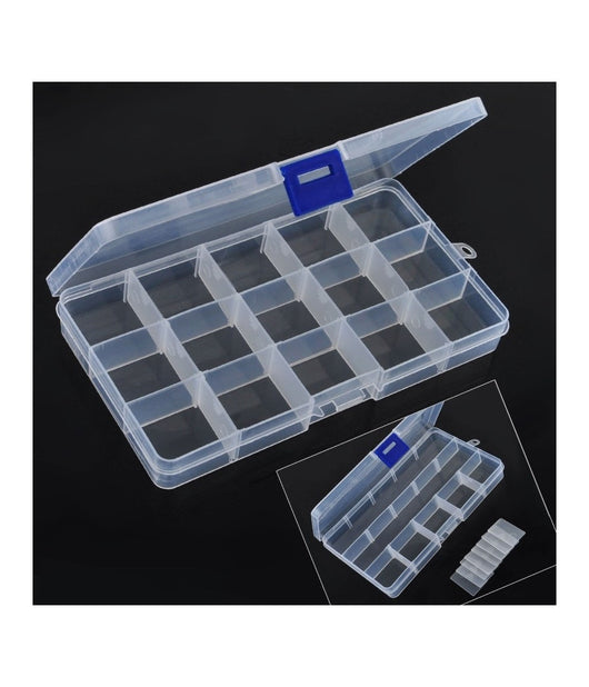 Scatola 15 Comparti Regolabili 18x8cm Porta Minuterie Gioielli Perline Nail Art         