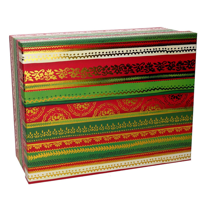 Scatola cartone 1-10 righe verde, rossoe oro rettangolare cm 37,5x29h16