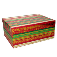 Scatola cartone 1-10 righe verde, rossoe oro rettangolare cm 37,5x29h16