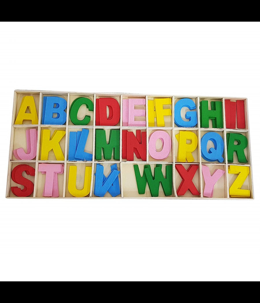 Scatola Con 78 Lettere Maiuscole Colorate In Legno Gioco Didattici Scuola Decorazioni         