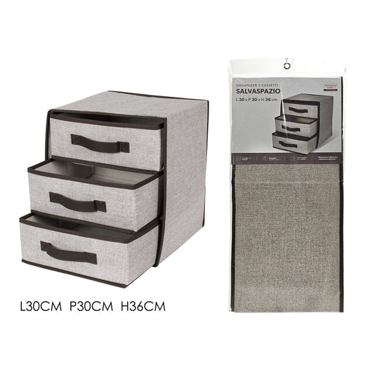 Scatola Contenitore Cassettiera In Tnt A 3 Cassetti Salvaspazio Pieghevole 30x36
