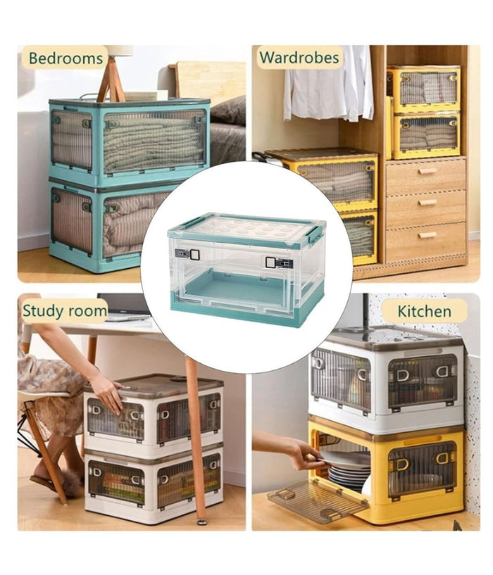 Scatola Contenitore Di Stoccaggio Pieghevole Salvaspazio Con Ruote 40x28x24 Cm         