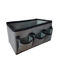 Scatola Contenitore In Tessuto 25x15x12cm Con 3 Tasche Portaoggetti Organizer         