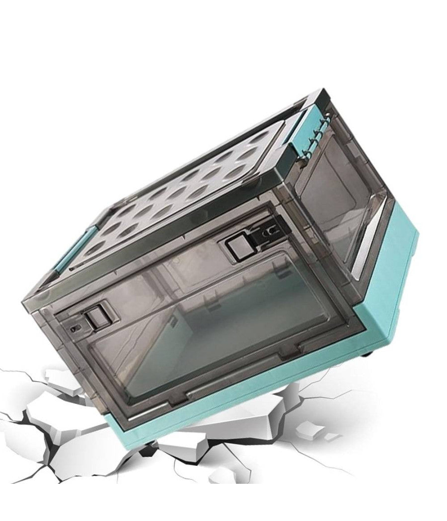 Scatola Contenitore Stoccaggio Pieghevole Salvaspazio Con Ruote 51 X 34 X 24 Cm         