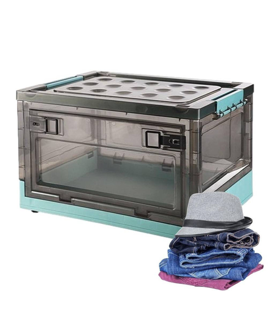 Scatola Contenitore Stoccaggio Pieghevole Salvaspazio Con Ruote 51 X 34 X 24 Cm         