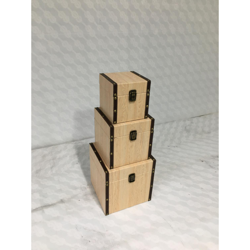 Scatola ecopelle 1-3 effetto legno quadro cm22x22h22