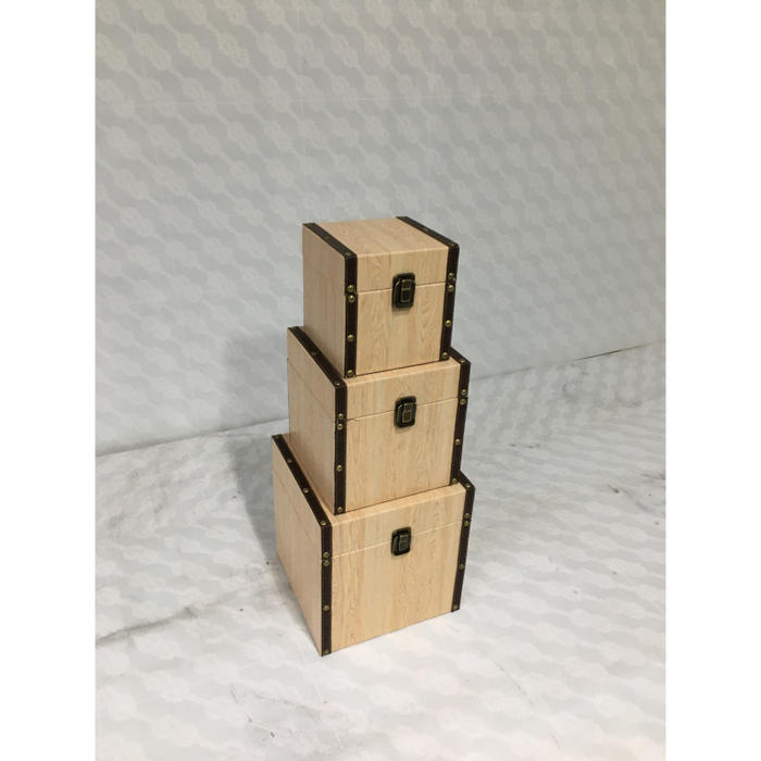 Scatola ecopelle 1-3 effetto legno quadro cm 22x22h22