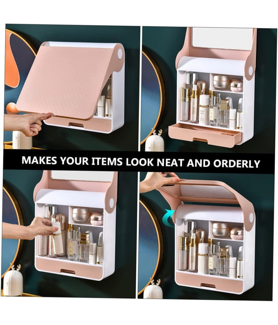 Scatola Espositore Organizer Trucco Contenitore Per Cosmetici Porta Trucchi Rosa         