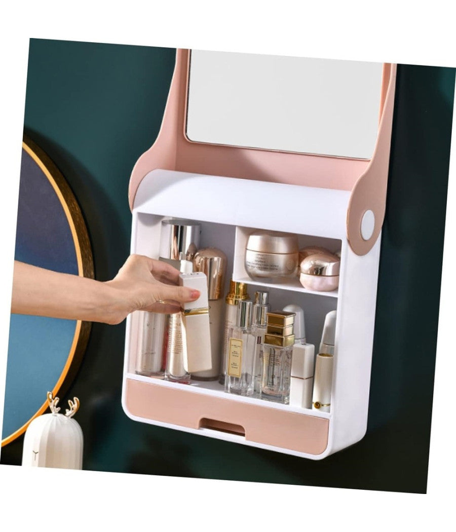 Scatola Espositore Organizer Trucco Contenitore Per Cosmetici Porta Trucchi Rosa         