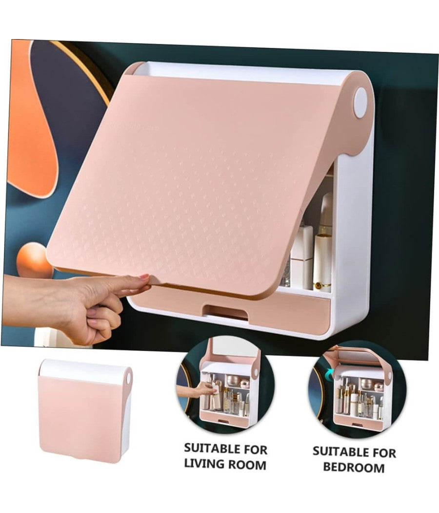 Scatola Espositore Organizer Trucco Contenitore Per Cosmetici Porta Trucchi Rosa         