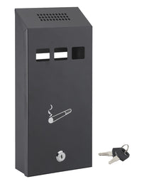 Posacenere a muro in metallo, acciaio, facile da pulire - 147X325X60mm - viti incluse, 2 chiavi - THIRARD