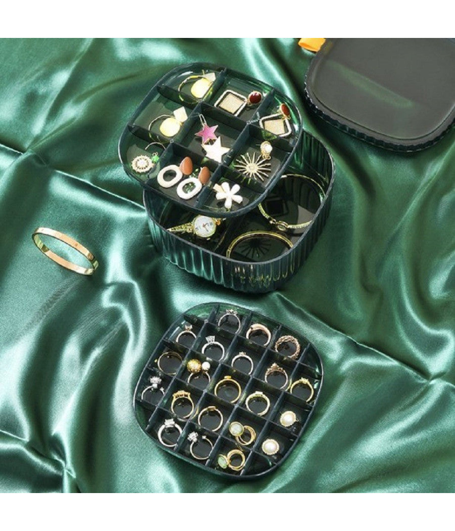 Scatola Impilabile Trasparente 3 Strati Coperchio Portagioie Donna Portaoggetti         