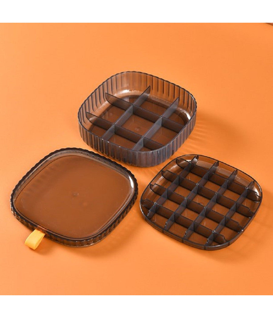 Scatola Impilabile Trasparente 3 Strati Coperchio Portagioie Donna Portaoggetti         