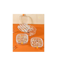 Scatola Impilabile Trasparente 3 Strati Coperchio Portagioie Donna Portaoggetti         