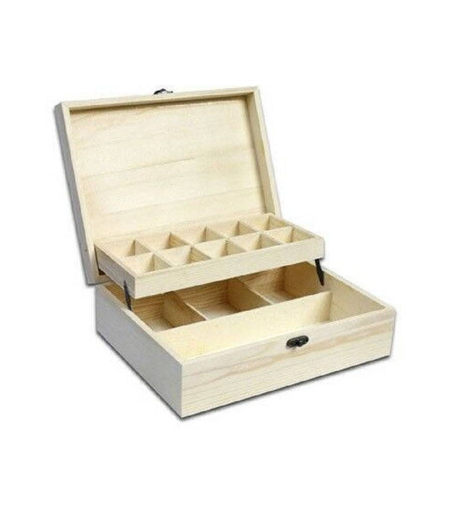 Scatola In Legno Portagioie Cassettiera Con 2 Ripiani Bacheca Per Gioielli 63812         