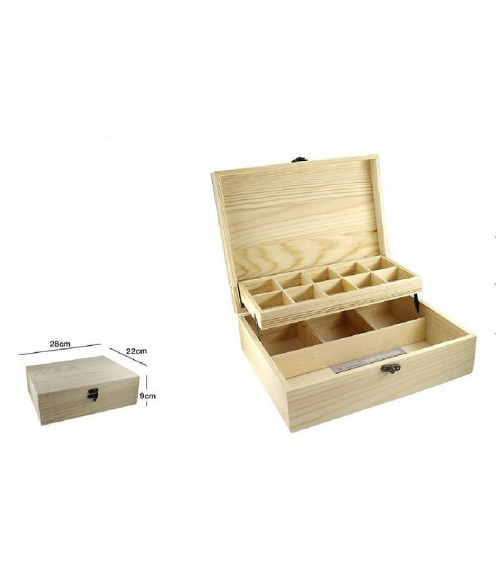 Scatola In Legno Portagioie Cassettiera Con 2 Ripiani Bacheca Per Gioielli 63812         