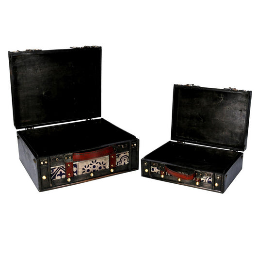 Scatola legno 1-2 marrone rettangolare cm 36x29h17