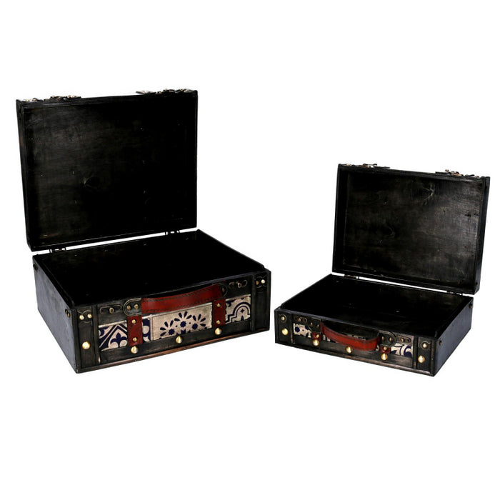 Scatola legno 1-2 marrone rettangolare cm 36x29h17