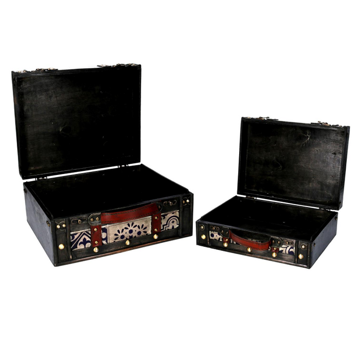 Scatola legno 1-2 marrone rettangolare cm 36x29h17