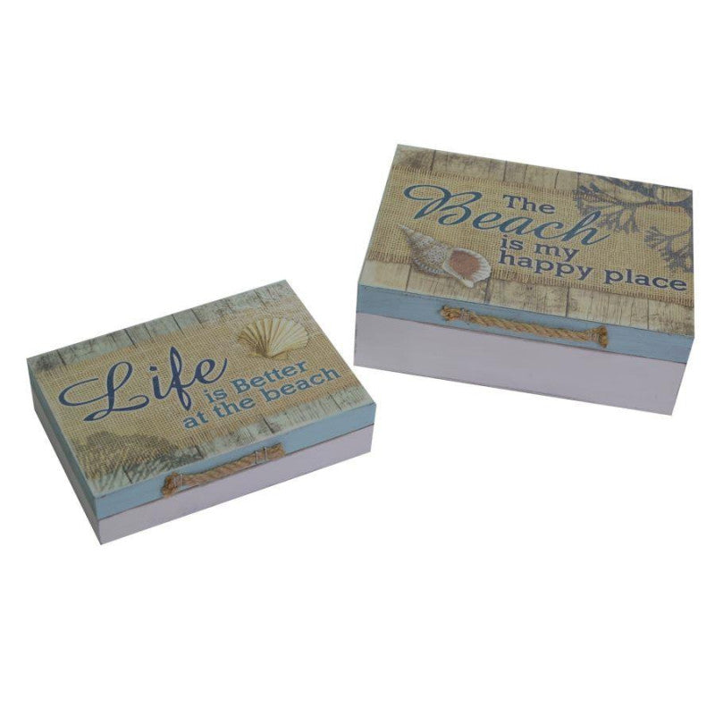 Scatola mare legno 1-2 conchiglia rettangolare cm 24x18h8