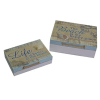 Scatola mare legno 1-2 conchiglia rettangolare cm 24x18h8