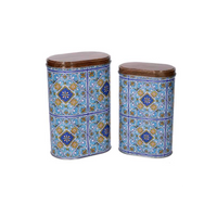 Scatola metallo mandala 1-2 azzurro ovalecm13,4x8,6h20,3