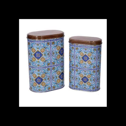 Scatola metallo mandala 1-2 azzurro ovalecm13,4x8,6h20,3