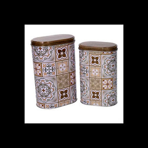 Scatola metallo mandala 1-2 bianco ovale cm 13,4x8,6h20,3