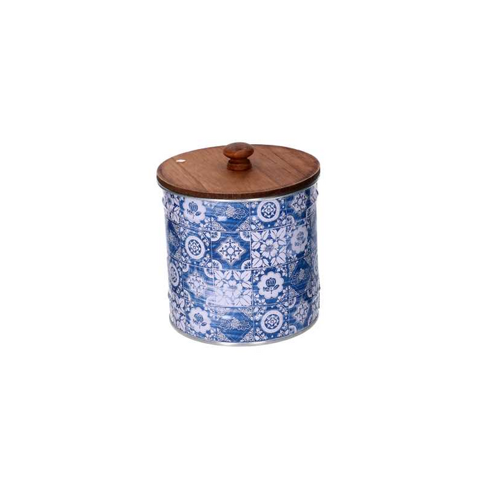 Scatola metallo mandala blu tondo cm ø11,7h12,3