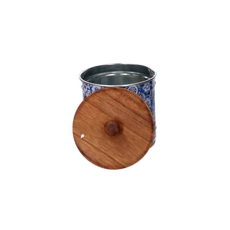 Scatola metallo mandala blu tondo cm ø11,7h12,3