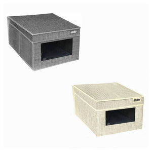 Trade Shop - Scatola Porta Documenti Ufficio Box Organizer Portatutto 25x35x16cm Grigio 69690 -