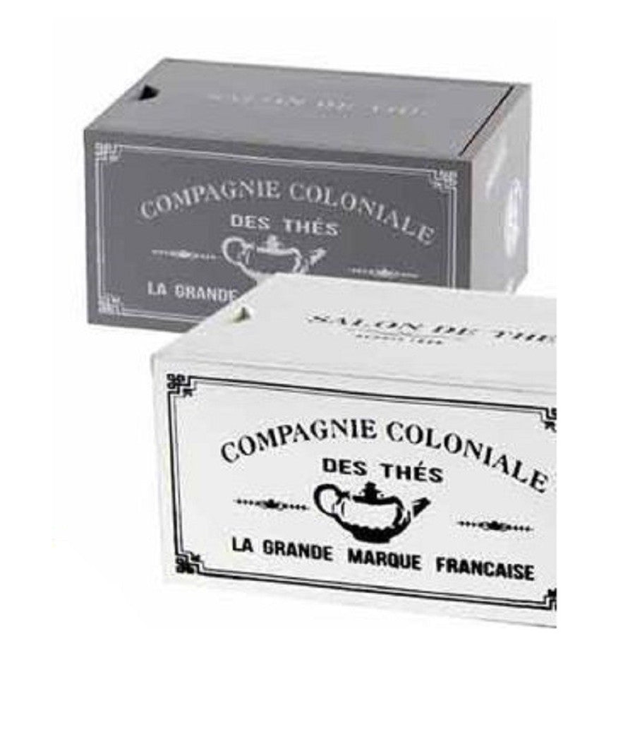 Scatola Porta Oggetti Bustine The Tè Cialde Caffè 16x11x9 Cm Legno Decori 738661         