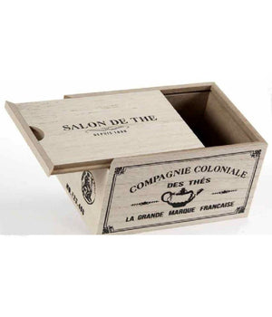 Scatola Porta Oggetti Bustine The Tè Cialde Caffè 16x11x9 Cm Legno Decori 738661         