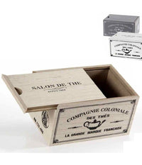 Scatola Porta Oggetti Bustine The Tè Cialde Caffè 16x11x9 Cm Legno Decori 738661         