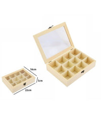 Scatola Portagioie Legno Con Bacheca 12 Posti Scomparti Vetrina 74026a Ly-10626         