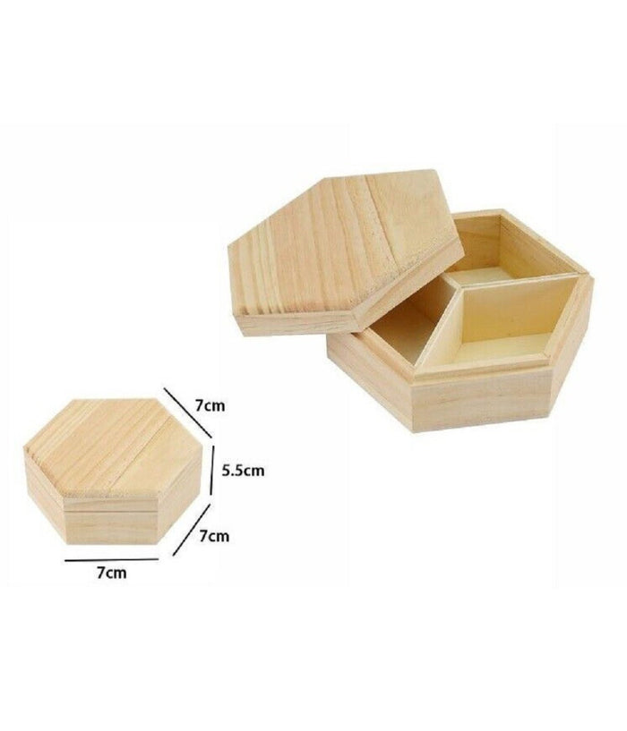 Scatola Portagioie Legno Con Bacheca Esagonale 3 Posti Scomparti 7x5.5cm 74021a         