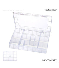 Scatola Portaoggetti 12 Scomparti Pratico Contenitore Misura 19x13x3.5 Cm         
