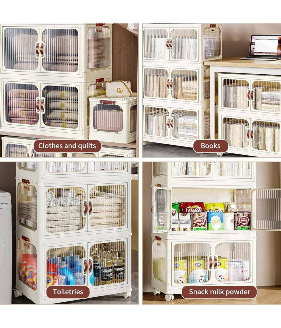Scatola Portaoggetti Contenitori Salva Spazio Con Coperchio E Ruote Arredo Casa         