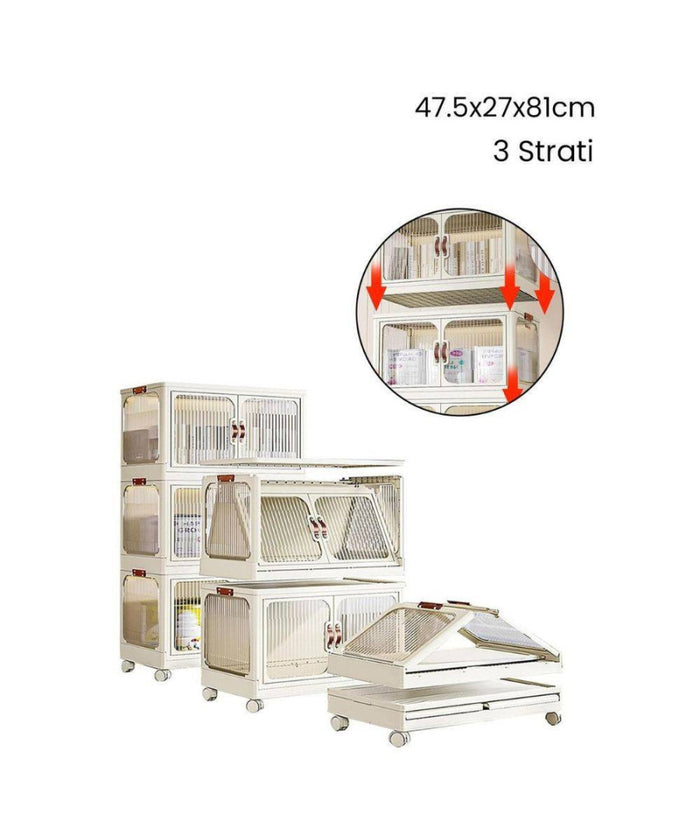 Scatola Portaoggetti Contenitori Salva Spazio Con Coperchio E Ruote Arredo Casa         