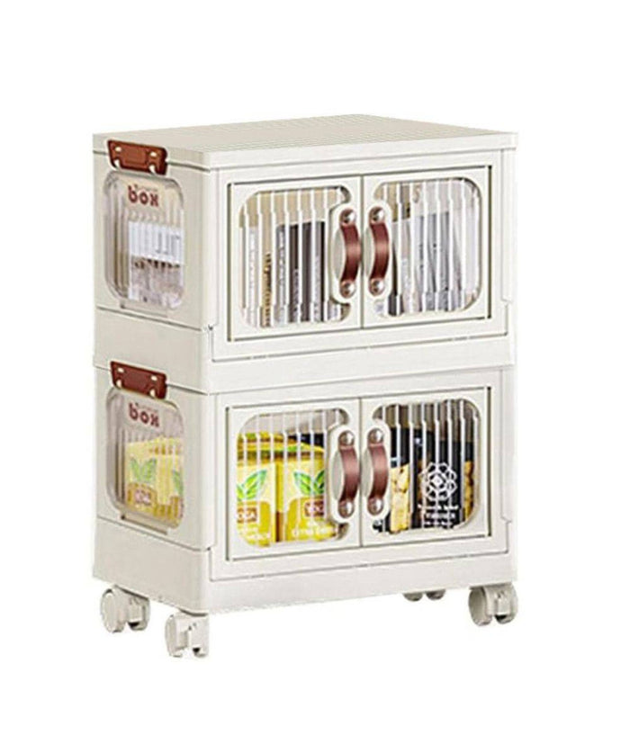 Scatola Portaoggetti Contenitori Salva Spazio Due Strati Ruote E Coperchio Casa         