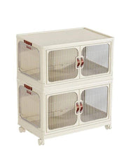 Scatola Portaoggetti Contenitori Salva Spazio Due Strati Ruote E Coperchio Casa         